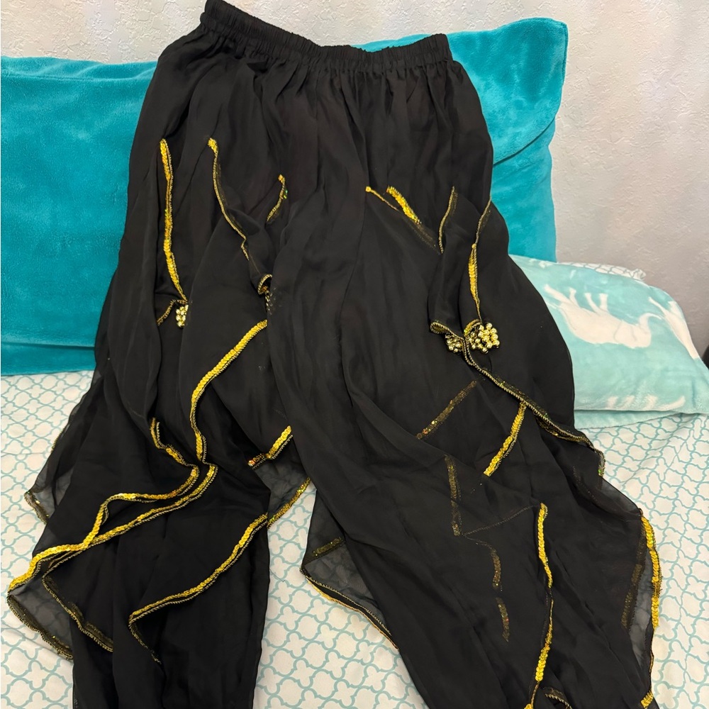 Black and Gold pleated harem pants
